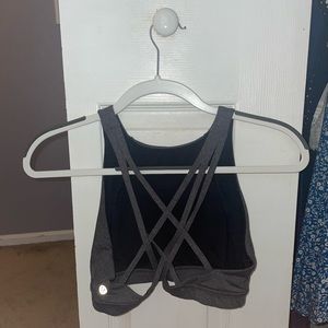 Lululemon high-neck sports bra. Dark gray.